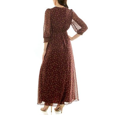 Women's Maison Tara Lux Flowy Boho V-Neck Maxi Dress