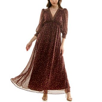 Women's Maison Tara Lux Flowy Boho V-Neck Maxi Dress