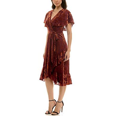 Women's Maison Tara Velvet Jacquard Caplet Midi Dress