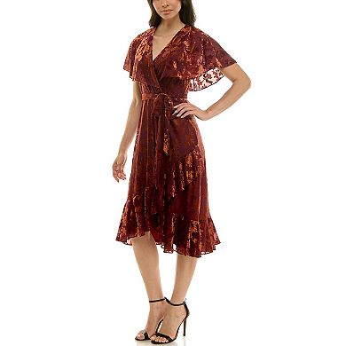 Women's Maison Tara Velvet Jacquard Caplet Midi Dress