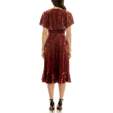 Women's Maison Tara Velvet Jacquard Caplet Midi Dress
