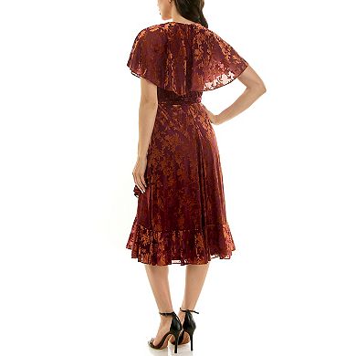 Women's Maison Tara Velvet Jacquard Caplet Midi Dress