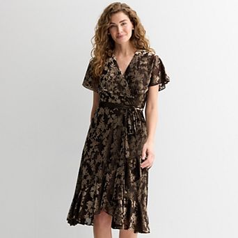 Women's Maison Tara Velvet Jacquard Caplet Midi Dress
