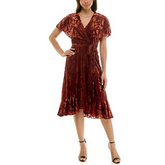Women's Maison Tara Velvet Jacquard Caplet Midi Dress