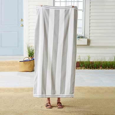 Madelinen® Oversized Cabana Stripe Cotton Beach Towel