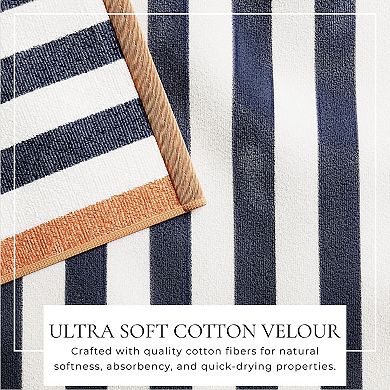 Madelinen Oversized Cotton Velour Striped Beach Towel 2-pk.