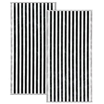 Madelinen® Oversized Cotton Velour Striped Beach Towel 2 pk