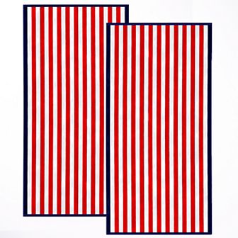 Madelinen® Oversized Cotton Velour Striped Beach Towel 2 pk