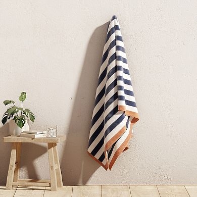 Madelinen Oversized Cotton Velour Striped Beach Towel