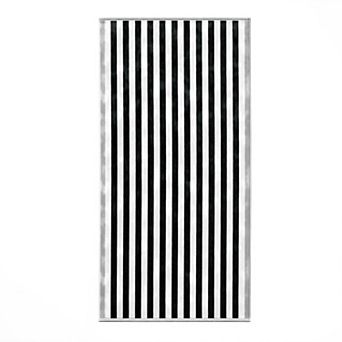 Madelinen® Oversized Cotton Velour Striped Beach Towel