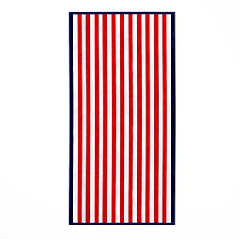 Madelinen® Oversized Cotton Velour Striped Beach Towel