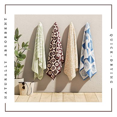 Madelinen Cotton Velour Retro Oversized Beach Towel
