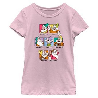 Disney's Snow White And The Seven Dwarfs Portraits And Names Girls 7-16 Graphic Tee