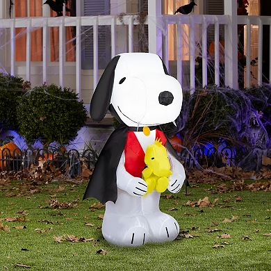 Peanuts 3' Inflatable Snoopy in Vampire Costume with Woodstock Outdoor Decor