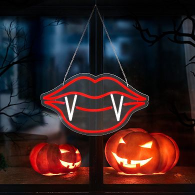 Neon-Style Vampire Mouth Hanging Decor
