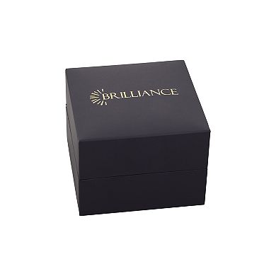 Brilliance Fine Silver Plated Round Cubic Zirconia Stud Earrings & Multi-Color Cubic Zirconia Sideways Cross Bracelet Set