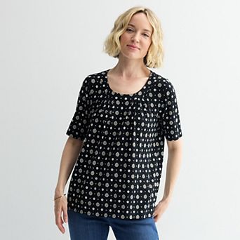 Women's Croft & Barrow® Pleated Round Neck Top