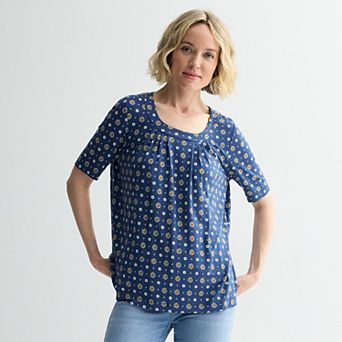 Women's Croft & Barrow® Pleated Round Neck Top