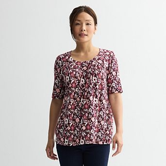 Women's Croft & Barrow® Pleated Round Neck Top
