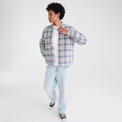 Juniors' Aeropostale Long Sleeve Plaid Shacket
