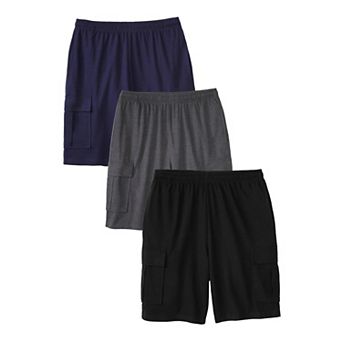 KingSize Men's Big & Tall Lightweight Jersey Cargo Shorts, 3-Pack