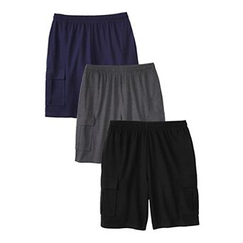 KingSize Men's Big & Tall Lightweight Jersey Cargo Shorts, 3-Pack