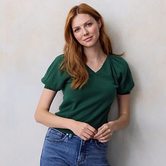 Women's LC Lauren Conrad V-Neck Knitted Sweater Tee