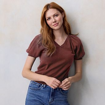 Women's LC Lauren Conrad V-Neck Knitted Sweater Tee