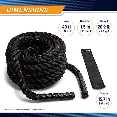 12 M (40 Ft) Battle Ropes 38mm (1.5 Inch) Diamater Heavy Exercise Rope Proiron Pro-zs01-2