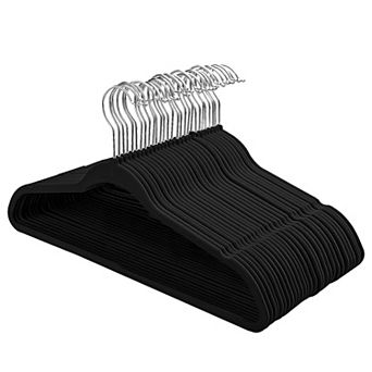 Lux Decor Non Slip Clothes Hanger Set - Pack of 50 Slim Design Velvet Hangers With Swivel Hook