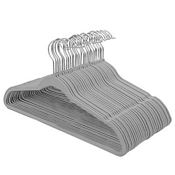 Lux Decor Non Slip Clothes Hanger Set - Pack of 30 Slim Design Velvet Hangers With Swivel Hook