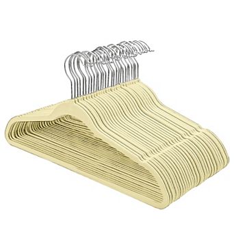 Lux Decor Non Slip Clothes Hanger Set - Pack of 30 Slim Design Velvet Hangers With Swivel Hook