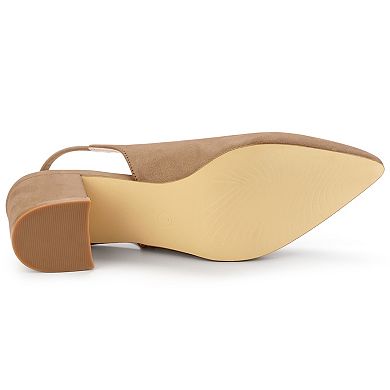Women's Pointed Toe Block Heel Pumps Slingback Heels