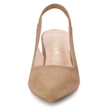 Women's Pointed Toe Block Heel Pumps Slingback Heels