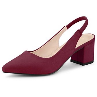 Women's Pointed Toe Block Heel Pumps Slingback Heels