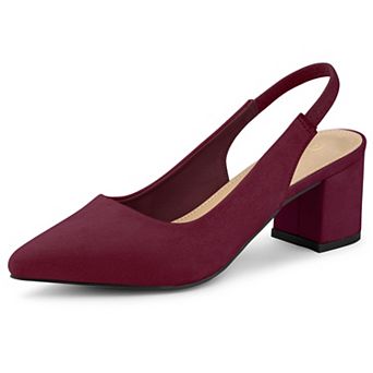Women's Pointed Toe Block Heel Pumps Slingback Heels