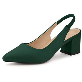 Women's Pointed Toe Block Heel Pumps Slingback Heels
