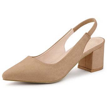 Women's Pointed Toe Block Heel Pumps Slingback Heels