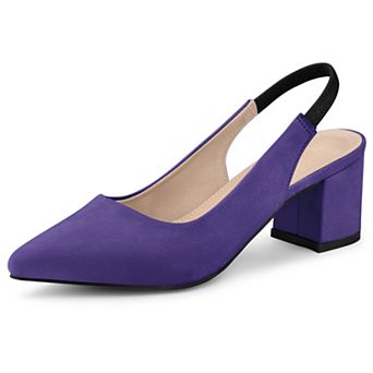 Women's Pointed Toe Block Heel Pumps Slingback Heels