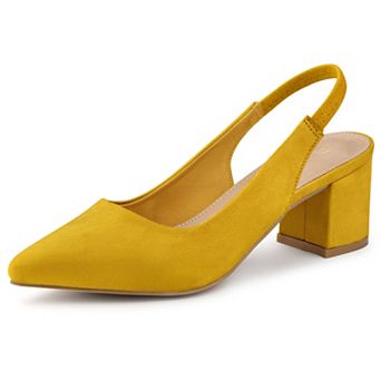 Women's Pointed Toe Block Heel Pumps Slingback Heels