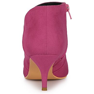 Women's Pointed Toe Kitten Heel Cutout Ankle Boots