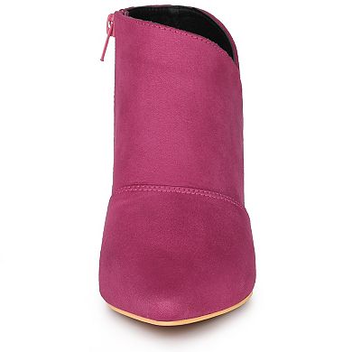 Women's Pointed Toe Kitten Heel Cutout Ankle Boots