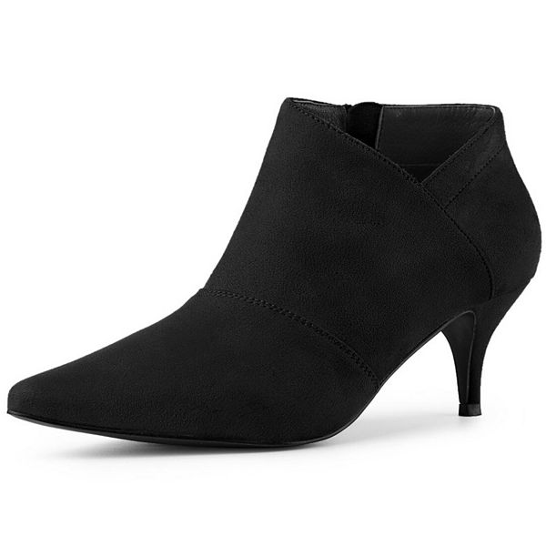 Ankle Boots Kitten Heel Pointed Toe Black Women