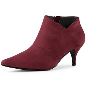 Women's Pointed Toe Kitten Heel Cutout Ankle Boots