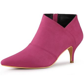 Women's Pointed Toe Kitten Heel Cutout Ankle Boots