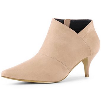 Women's Pointed Toe Kitten Heel Cutout Ankle Boots
