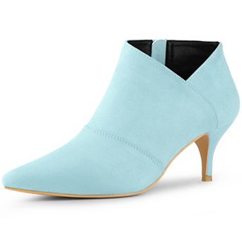 Women's Pointed Toe Kitten Heel Cutout Ankle Boots