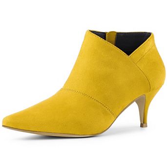 Women's Pointed Toe Kitten Heel Cutout Ankle Boots