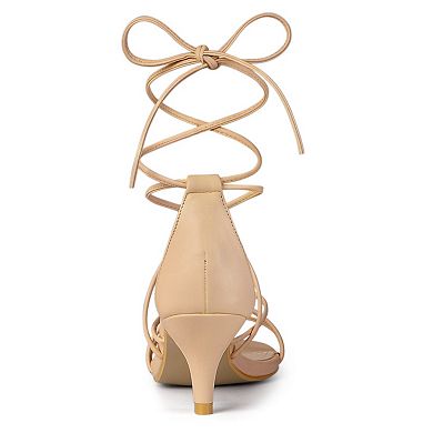 Women's Strappy Kitten Heel Lace Up Sandals