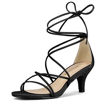Women's Strappy Kitten Heel Lace Up Sandals